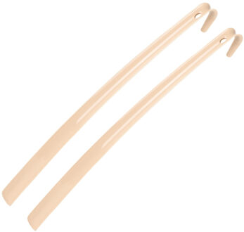 Urban Living Schoenlepel - 2x - lang - kunststof - lichtroze - 60 cm - schoentrekker