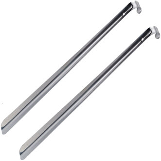Urban Living Schoenlepel - 2x - lang - metaal - zilver - 51 cm - schoentrekker