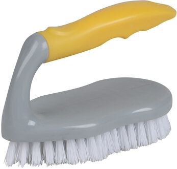 Urban Living Schrobborstel - antislip - kunststof - 14 cm - geel - schrobber - werkborstel
