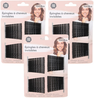 Urban Living Schuifspeldjes - 300x - 6 cm - zwart - haarspeldjes