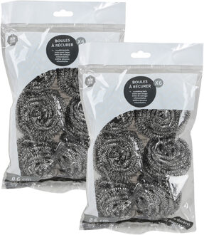 Urban Living Schuursponsjes - RVS - 12x - pannenspons - 6 gram - 6 cm