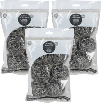 Urban Living Schuursponsjes - RVS - 18x - pannenspons - 6 gram - 6 cm