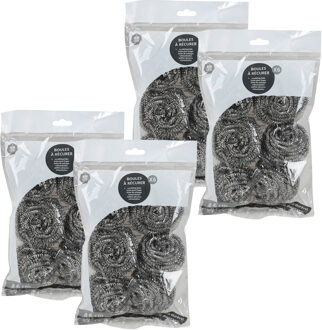 Urban Living Schuursponsjes - RVS - 24x - pannenspons - 6 gram - 6 cm