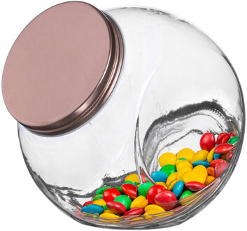 Urban Living Snoeppot/voorraadpot - 1,6L - glas - met koperen deksel