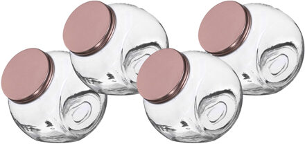 Urban Living Snoeppot/voorraadpot - 4x - 1,6L - glas - met koperen deksel