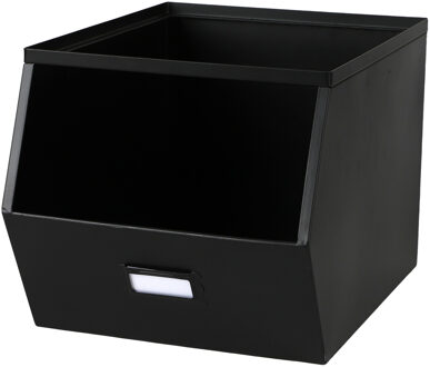Urban Living Stapelbare opbergmand - Open Metal Box - 23 x 32 x 21 cm - metaal - zwart