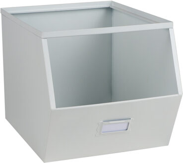 Urban Living Stapelbare opbergmand Open Metal Box - L23 x B32 x H21 cm - metaal - wit - Opbergmanden