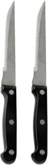 Urban Living Steakmessen - 2x - kartelrand - RVS - zwart handvat - 28 cm - scherpe messen