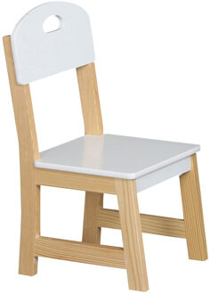 Urban Living Stoeltje voor kinderen - hout - wit - bijzet stoel - 28 x 28 x 57 cm - peuter stoelen/kinderstoelen