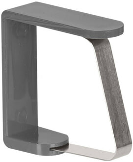Urban Living tafelkleedklemmen - 4x stuks - grijs - kunststof/metaal - tafelkleedklemmen