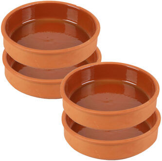 Urban Living Tapas/sauzen/hapjes serveer schaaltjes set - 4x stuks - terracotta - 16 x 4 cm p/st - Snack en tapasschalen Bruin