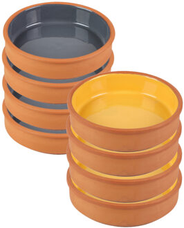 Urban Living Tapas/sauzen/hapjes serveer schaaltjes set - 4x stuks - terracotta - 16 x 4 cm p/st - Snack en tapasschalen Multikleur