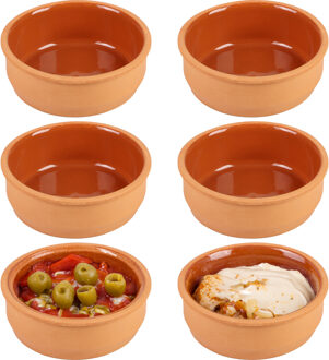 Urban Living Tapas/sauzen/hapjes serveer schaaltjes set - 6x stuks - terracotta - 12 x 4 cm - Snack en tapasschalen Multikleur