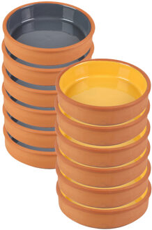 Urban Living Tapas/sauzen/hapjes serveer schaaltjes set - 6x stuks - terracotta - 16 x 4 cm p/st