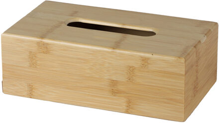 Urban Living Tissuedoos/tissuebox - naturel - rechthoekig - bamboe hout - 25 x 14 x 8.5 cm