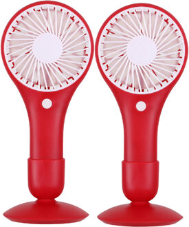 Urban Living USB ventilator - 2x - met standaard - rood - kunststof - 20 x 10 cm