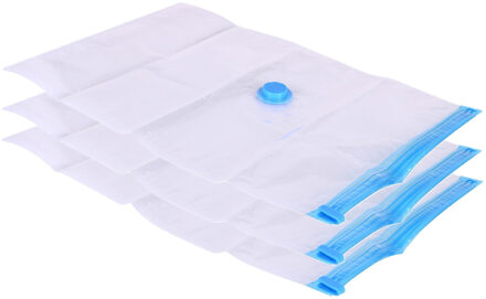Urban Living Vacuumzak voor kleding - 3x - Vacuum opbergzak - transparant - 70 x 100 cm