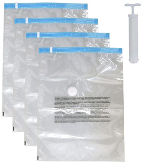 Urban Living Vacuumzakken voor kleding/textiel - opbergzakken - 4x - transparant - 40 x 60 cm - met pomp