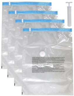 Urban Living Vacuumzakken voor kleding/textiel - opbergzakken - 4x - transparant - 60 x 80 cm - met pomp
