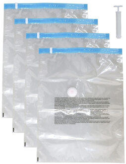 Urban Living Vacuumzakken voor kleding/textiel - opbergzakken - 4x - transparant - 70 x 100 cm - met pomp