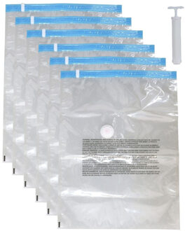 Urban Living Vacuumzakken voor kleding/textiel - opbergzakken - 6x - transparant - 60 x 80 cm - met pomp