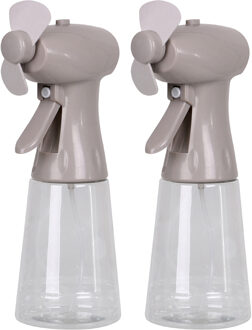 Urban Living Ventilator/waterverstuiver voor in de hand - 2x - grijs - 350 ml - verkoeling