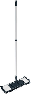 Urban Living Vloerwisser - met steel - zwart - verstelbaar - dweil - mop - microvezel dweil