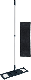 Urban Living Vloerwisser microvezel - met steel - verstelbaar - vloertrekker - blauw - met 1 extra dweil