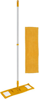 Urban Living Vloerwisser microvezel - met steel - verstelbaar - vloertrekker - geel - met 1 extra dweil