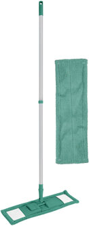 Urban Living Vloerwisser microvezel - met steel - verstelbaar - vloertrekker - groen - met 1 extra dweil