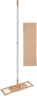 Urban Living Vloerwisser microvezel - met steel - verstelbaar - vloertrekker - lichtroze - met 1 extra dweil