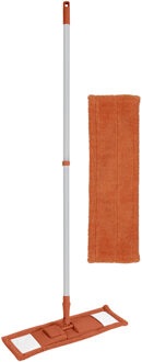 Urban Living Vloerwisser microvezel - met steel - verstelbaar - vloertrekker - oranje - met 1 extra dweil