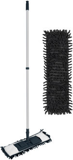 Urban Living Vloerwisser microvezel systeem - grote noppen - vloertrekker - blauw - met 1 extra dweil