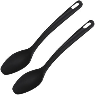 Urban Living Voedsel opscheplepel - 2x - zwart - kunststof - 30 cm - Keukengerei
