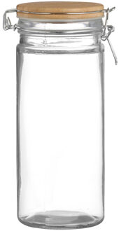 Urban Living Voorraadpot/bewaarpot - 1,3L - glas - met beugelsluiting - bamboe deksel