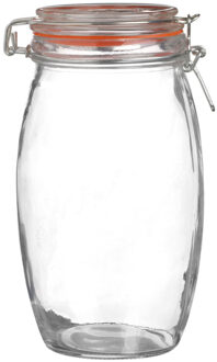 Urban Living Voorraadpot/bewaarpot - 1.3L - glas - met beugelsluiting - D13 x H22 cm - Voorraadpot Transparant