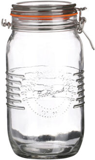 Urban Living Voorraadpot/bewaarpot - 1.5L - glas - met beugelsluiting - D14 x H22 cm