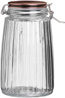 Urban Living Voorraadpot/bewaarpot - 1,8L - glas - met beugelsluiting - koperen deksel