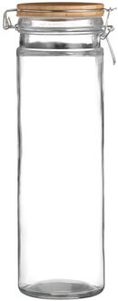Urban Living Voorraadpot/bewaarpot - 1,9L - glas - met beugelsluiting - bamboe deksel