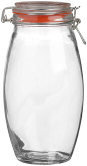 Urban Living Voorraadpot/bewaarpot - 1.9L - glas - met beugelsluiting - D12 x H25 cm - Voorraadpot Transparant