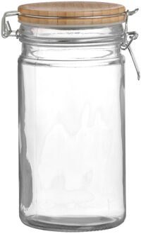 Urban Living Voorraadpot/bewaarpot - 1L - glas - met beugelsluiting - bamboe deksel