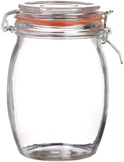 Urban Living Voorraadpot/bewaarpot - 1L - glas - met beugelsluiting - D10 x H17 cm - Voorraadpot Transparant