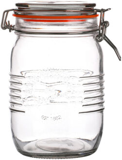 Urban Living Voorraadpot/bewaarpot - 1L - glas - met beugelsluiting - D14 x H17 cm - Voorraadpot Transparant