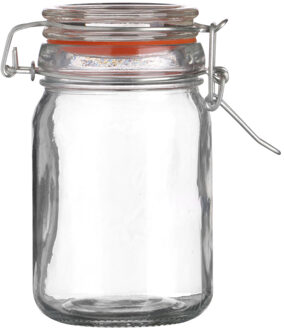 Urban Living Voorraadpot/bewaarpot - 250 ml - glas - met beugelsluiting - D7 x H12 cm