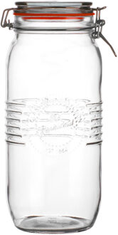 Urban Living Voorraadpot/bewaarpot - 2L - glas - met beugelsluiting - D14 x H27 cm - Voorraadpot Transparant