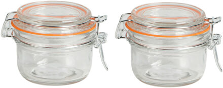 Urban Living Voorraadpot/bewaarpot - 2x - 140 ml - glas - met beugelsluiting - D9 x H7 cm