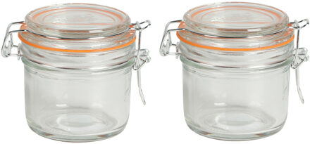 Urban Living Voorraadpot/bewaarpot - 2x - 200 ml - glas - met beugelsluiting - D8 x H8 cm - Voorraadpot Transparant