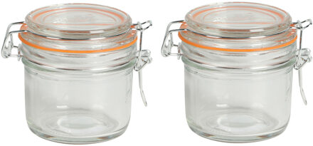 Urban Living Voorraadpot/bewaarpot - 2x - 200 ml - glas - met beugelsluiting - D8 x H8 cm
