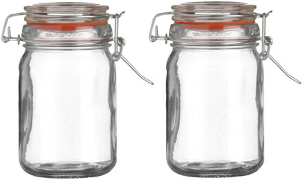 Urban Living Voorraadpot/bewaarpot - 2x - 250 ml - glas - met beugelsluiting - D7 x H12 cm