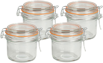 Urban Living Voorraadpot/bewaarpot - 4x - 200 ml - glas - met beugelsluiting - D8 x H8 cm - Voorraadpot Transparant